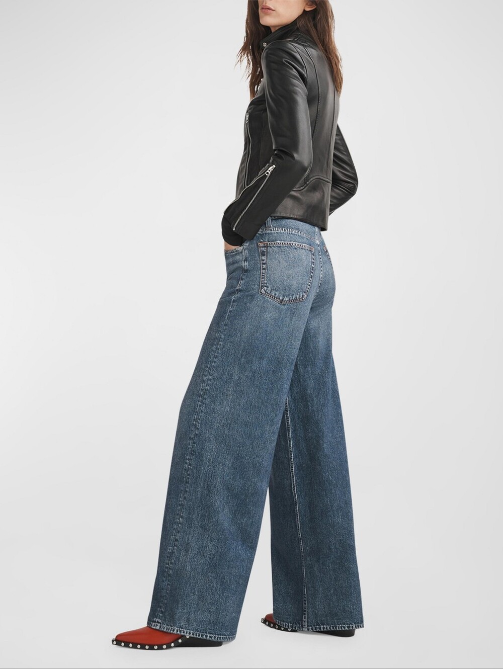 rag & bone Miramar Sofie Cotton Terry Wide-Leg Jeans 29 - Picture 5 of 10